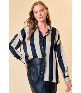 Oversized Striped Satin Shirt