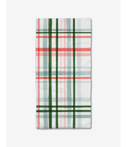 Geometry Peppermint Plaid Bar Towel