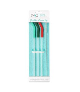 Swig Life Mint/Green/Red Reusable Straw Set (40oz Mega Mug)