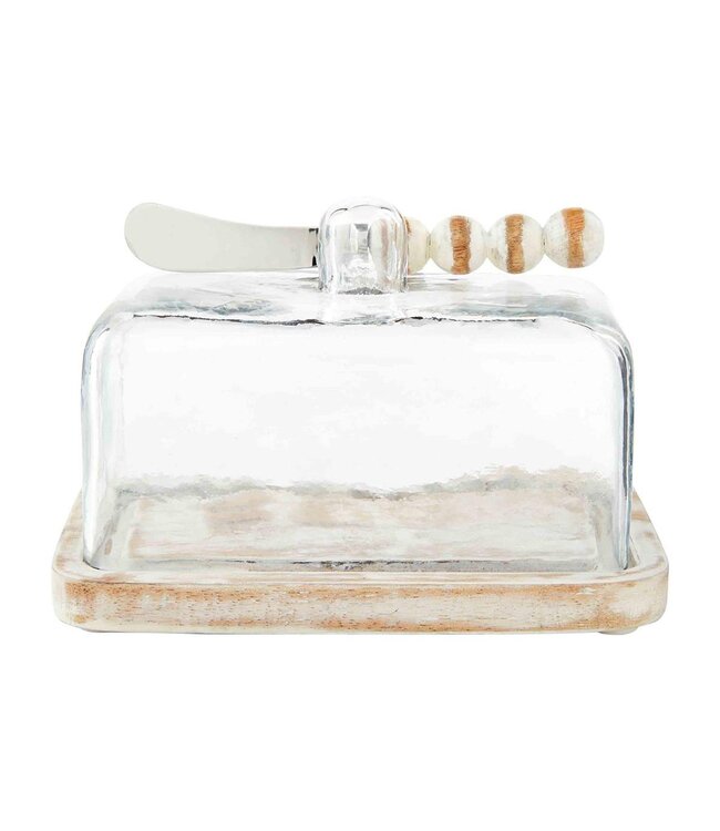 MudPie White Bead Butter Dish Set