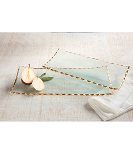 MudPie Gold Edge Glass Tray Set