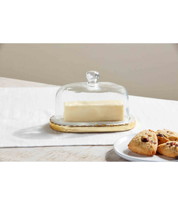 MudPie Gold Marble Glass Butter Dish