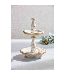 MudPie Mini Gold Bead Tiered Server