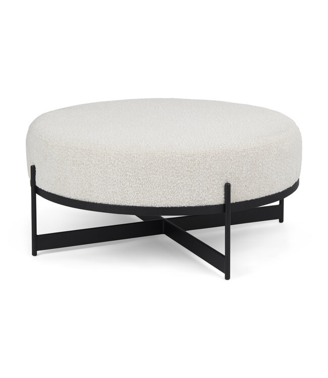 Mercana Amelia Cream Boucle W/Black Metal Upholstered Ottoman