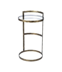 Mercana Reimer Gold Round Glass Top With Metal Frame Accent Table