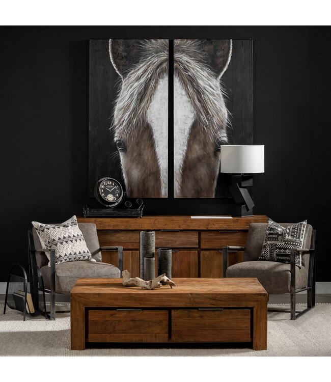 Mercana Equus Diptych  Horse Original Hand Painted on Wood Oil Painting 60x60