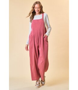 Button Strap Pocket Wide Leg Sleeveless Jumpsuit