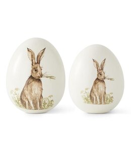 K&K Interiors Large White Ceramic Tabletop Eggs w/Bunny