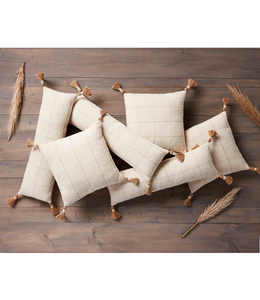 MudPie Long Woven Check Pattern Pillow