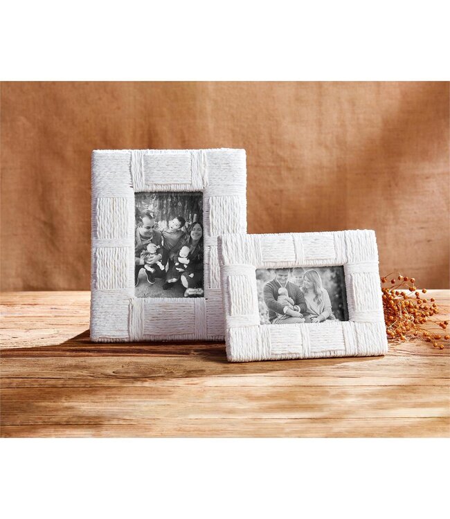 MudPie Large White Woven Frame