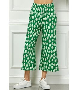 Flower Jacquard Cropped Wide Pants