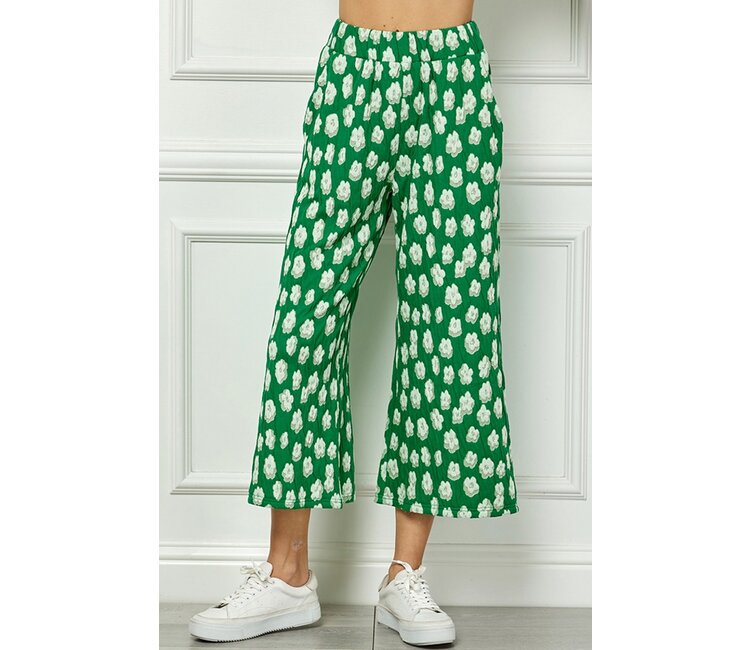 Flower Jacquard Cropped Wide Pants