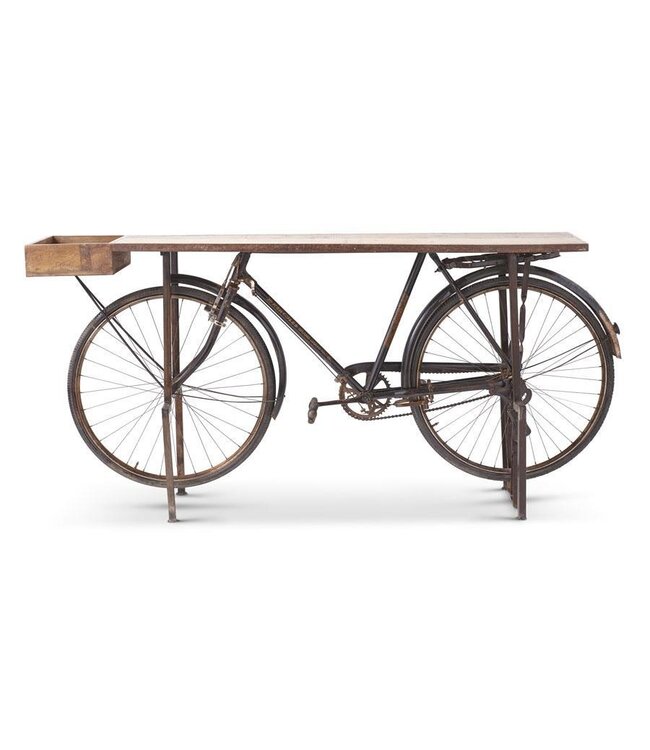 K&K Interiors Console Table With Antique Bike Base