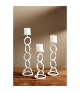 MudPie Large White Chain Link Candlestick