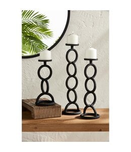 MudPie Large Black Chain Link Candlestick