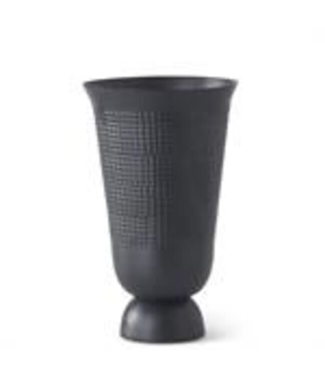 K&K Interiors Textured Black Metal Fluted Vase-Small