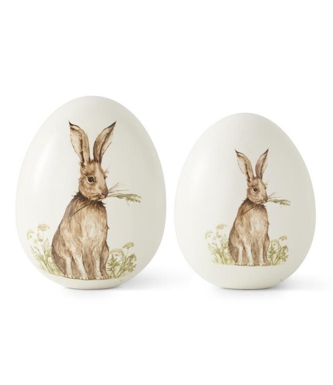K&K Interiors Small White Ceramic Tabletop Eggs w/Bunny