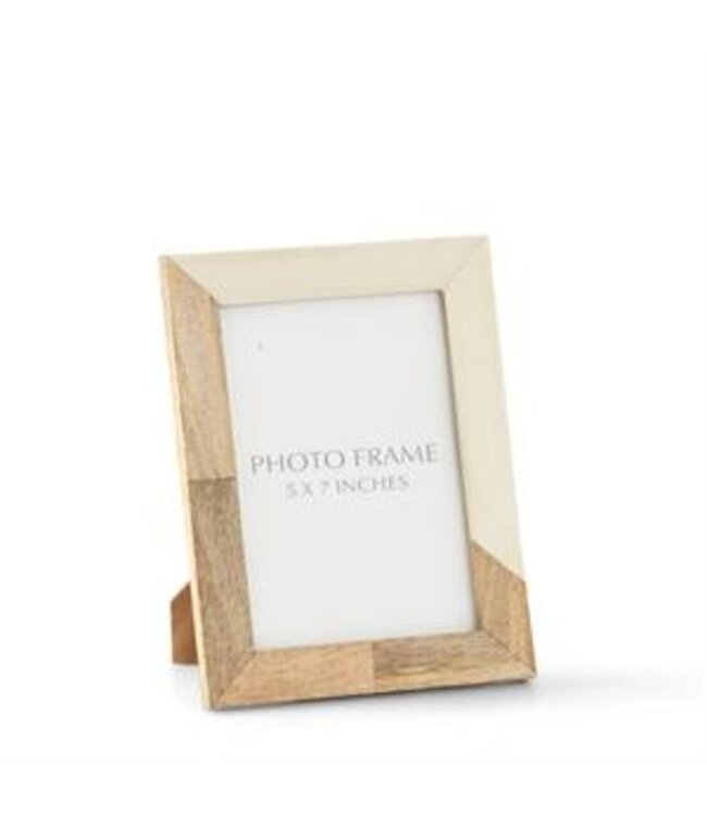 K&K Interiors Wood & Cream Resin Tile Photo Frames-5 x 7