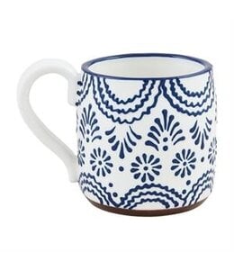 MudPie Wavy Line Blue Floral Mug