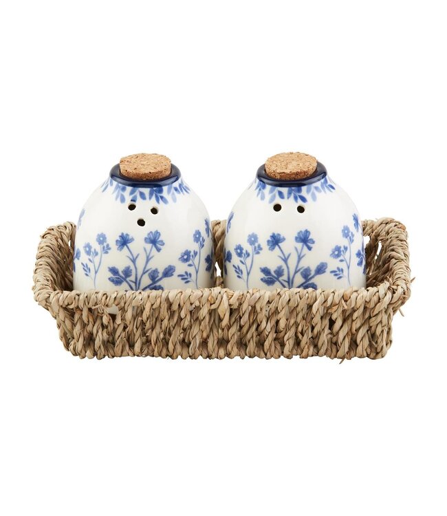 MudPie Blue Floral Salt & Pepper Set