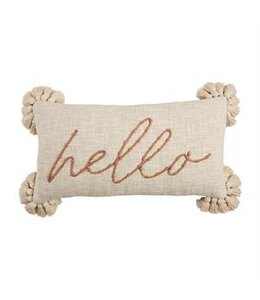 MudPie Hello Embroidery Pillow
