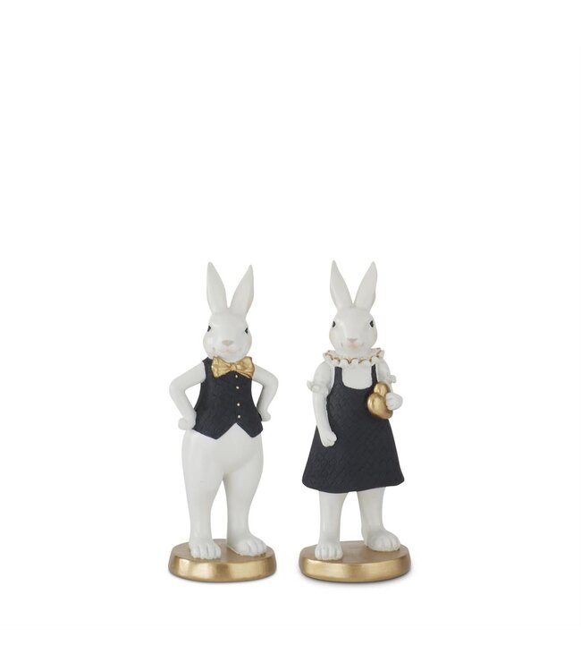 K&K Interiors Black & Gold Resin Easter Bunnies (2 Styles)