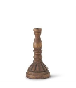 K&K Interiors Antiqued Brown Wood Taper Candleholder-Medium