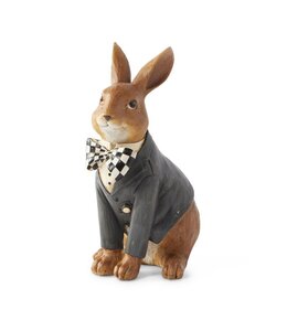 K&K Interiors Resin Sitting Bunny w/Harlequin Bow Tie