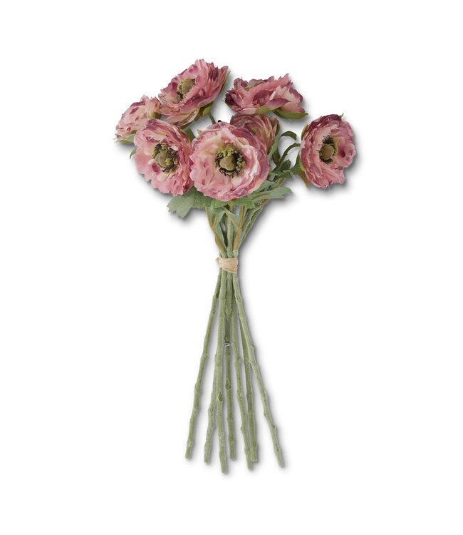 K&K Interiors Pink Ranunculus Bundle w/Flocked Stem