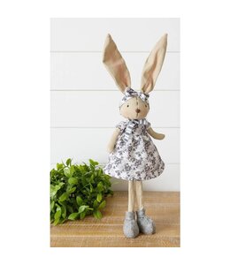 Audrey's Black and White Floral Dress Standing Bunny