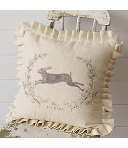 Audrey's Leaping Hare with Ruffles Pillow