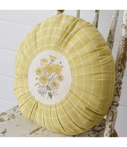 Audrey's Yellow Flowers Round Pillow