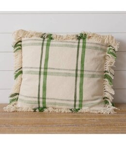 Audrey's Green Plaid with Fringe Pillow