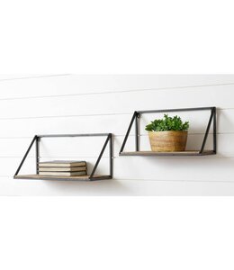 Audrey's Wood and Metal Floating Shelf-Small