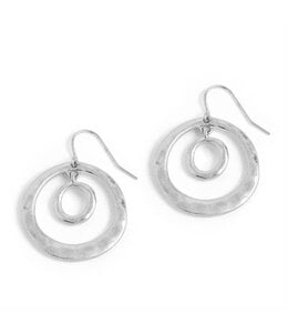 Whispers Silver Double Circle Dangle Earrings