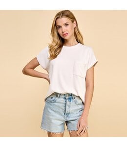 Les Amis Solid Ribbed Top with Pockets