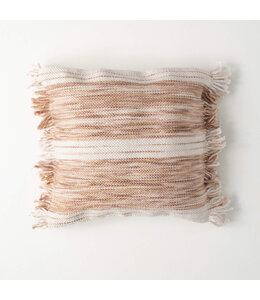 Sullivans Gift Mocha Striped Fringed Pillow