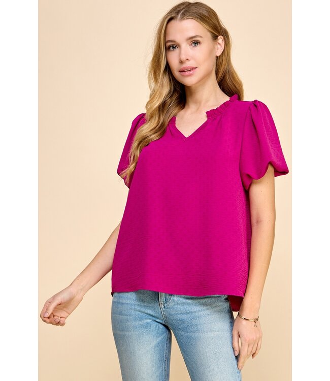 Les Amis Solid Textured Air Flow Top
