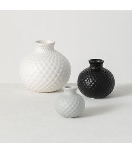Sullivans Gift Embossed Dot Low Ball Vase-Black