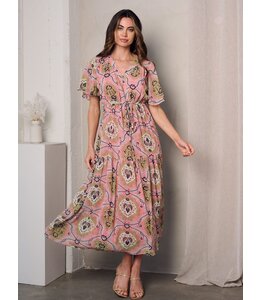 Short Sleeve V-Neck Tiered Floral Maxi Dress