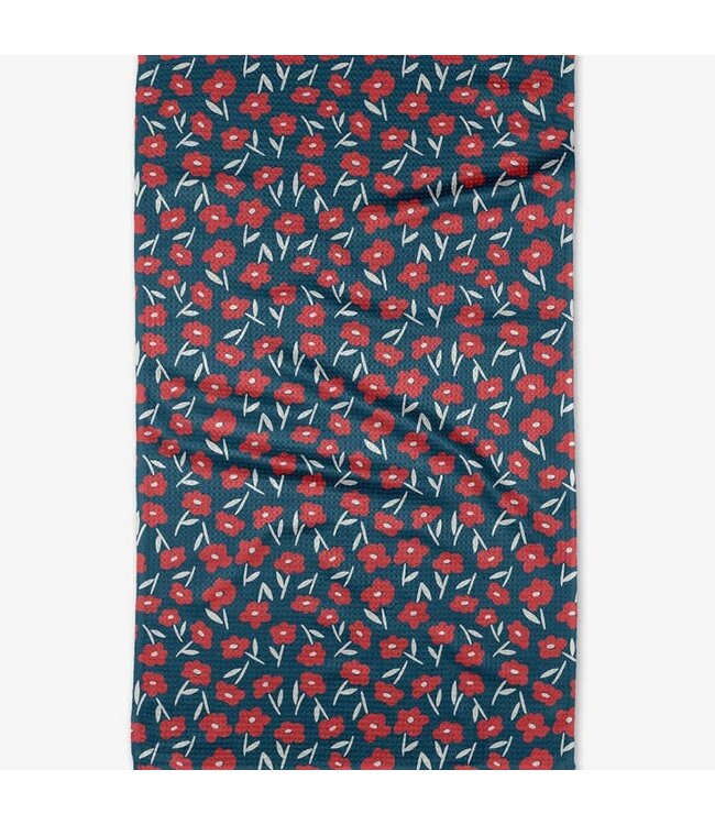 Geometry Luca Daisy Red Tea Towel