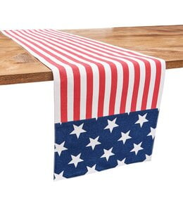 C&F Home Patriotic Stars & Stripes Flag 4th of July Table Runner