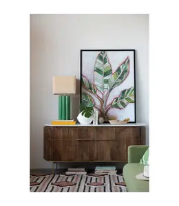 Creative Co-Op Ribbed Mango Wood Console Table w/ Marble Top