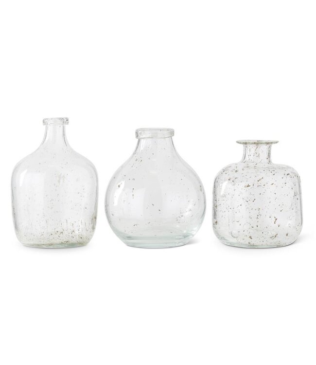 K&K Interiors Medium Textured Hand-Blown Glass Bottle