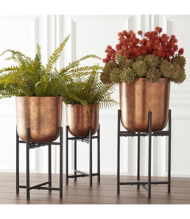 K&K Interiors Small Copper Distressed Metal Planter