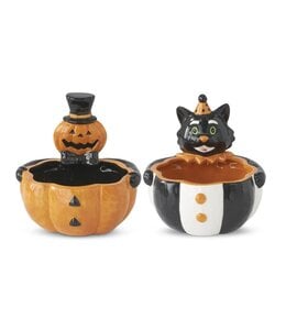 K&K Interiors Dolomite Pumpkin/Cat Head Bowl