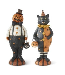 K&K Interiors Resin Trick or Treat Black Cat With Pumpkin