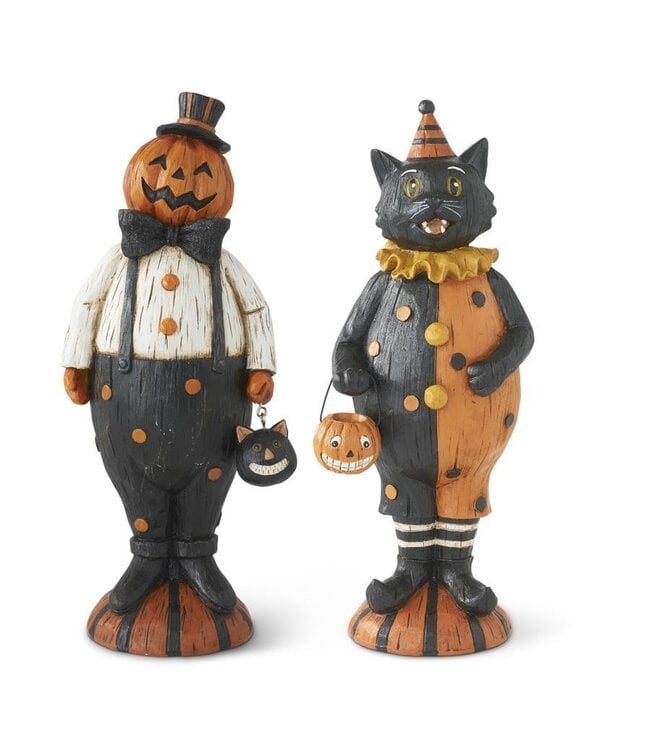 K&K Interiors Resin Trick or Treat Black Cat With Pumpkin