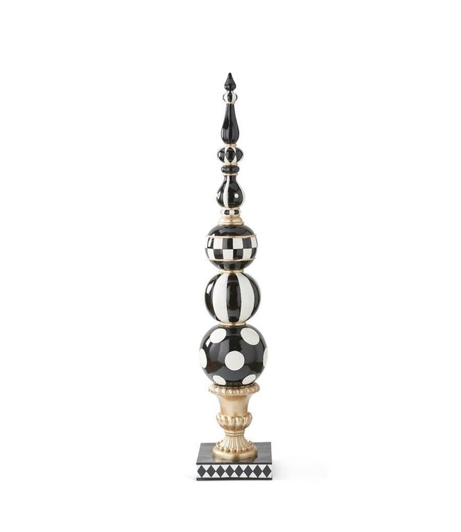 K&K Interiors Extra Large Black/White/Gold Finial