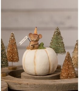 Bethany Lowe Designs Happy Fall Mouse On Pumpkin